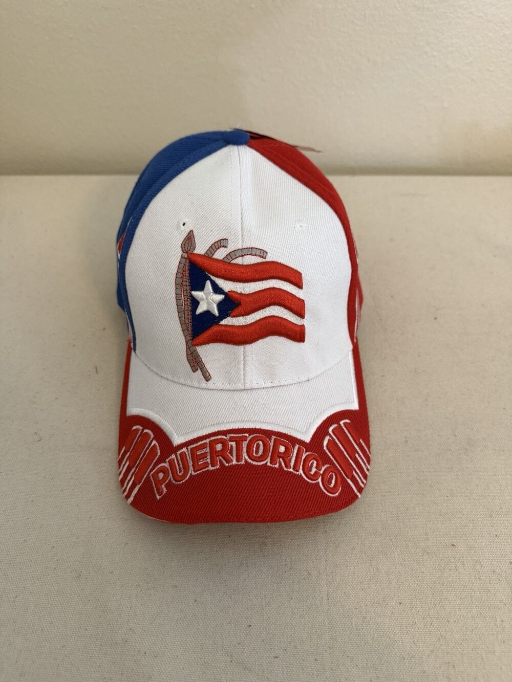 Puerto Rico Red White & Blue Flag Adjustable Embroidered Hat Cap